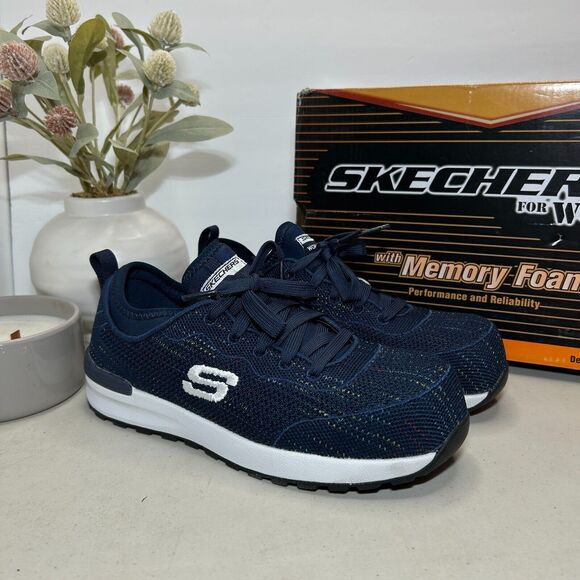 Skechers Bulklin Balran Air-Cooled Memory Foam Shoe Navy/White 108033 Womens 5.5 - Picture 1 of 10